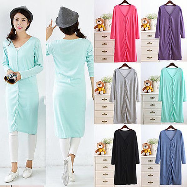 

women ladies long sleeve colorful stripes rainbow v-neck button autumn knitting knitwear sweater cardigans outerwear, White