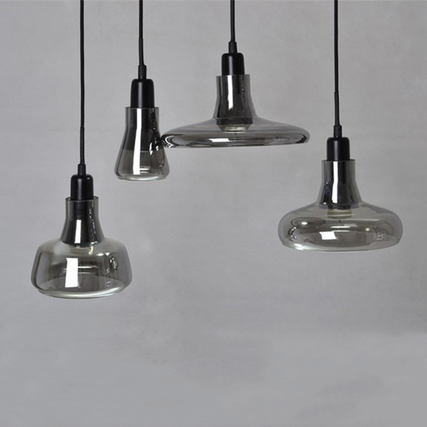 

hat round led chandelier modern smoke gray glass pendant light