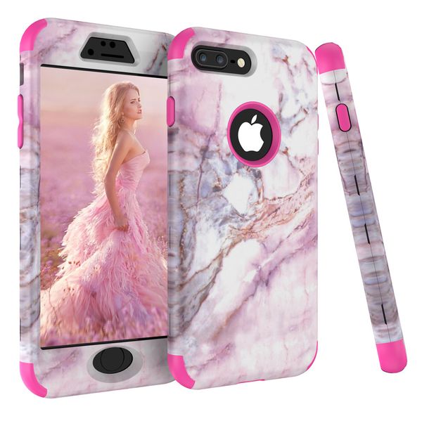 

for iphone 8 plus case marble defender case heavy duty hybrid full-body protective cover phone cases for iphone 8 8plus
