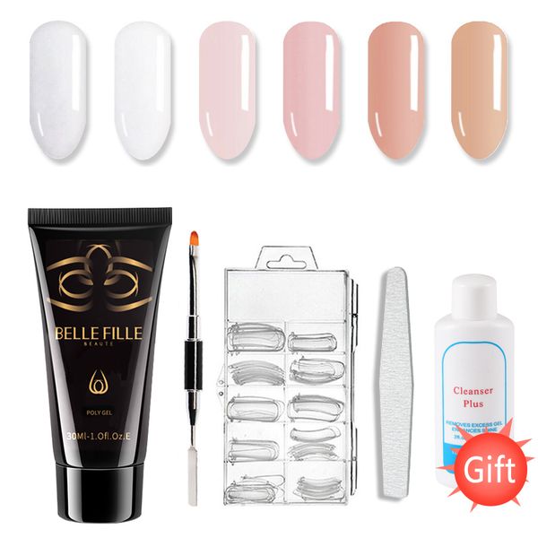 

belle fille poly gel set nail kit extend uv gel nail polish extension builder for white clear pink color 30ml art