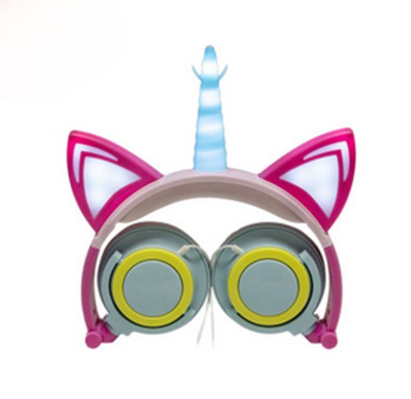 

new design wholesale mobile phone folding headphones led unicorn headband christmas headband unicorn party christmas decorations cat ears
