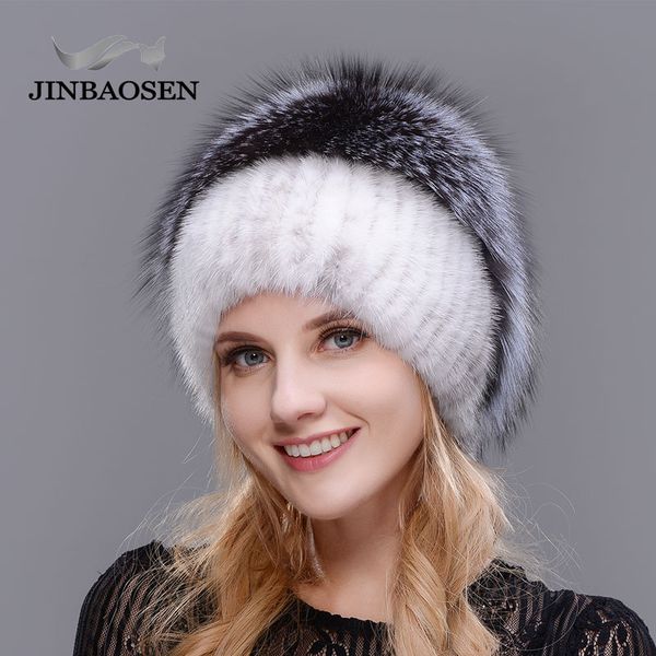 

russian fashionable hat woman winter warm knitted hat woman 2018 new natural fur and water drill ski, Blue;gray