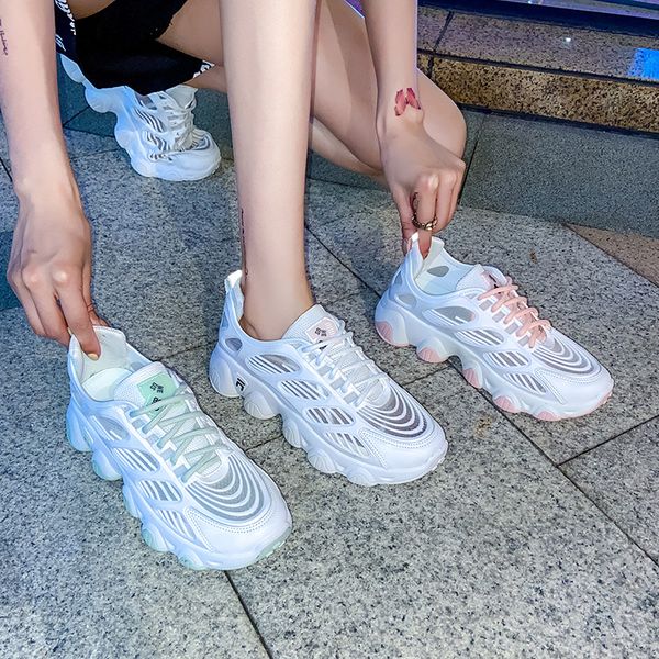 

round toe sports shoes lady tennis female all-match shose women 2020 fashion women's sneakers breathable cross dress summer, Black