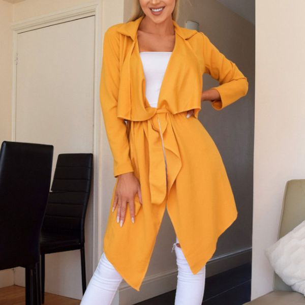 

women long sleeve casual cardigan outwear coat jacket solid color irregular lapel jacket warm comfortable windbreaker a66, Tan;black