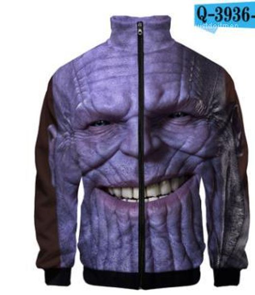 

подростковая одежда пуловеры на молнии толстовки thanos 3d печатные толстовки мужчины женщины, Black