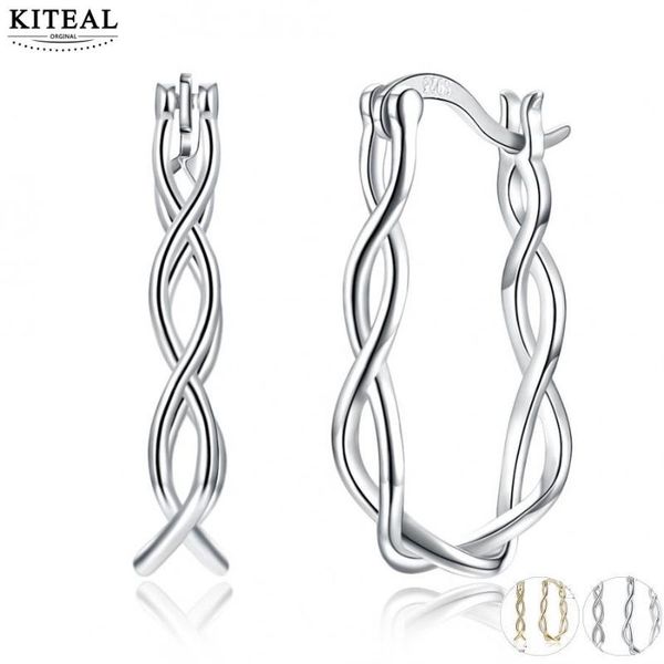 

kiteal fashion design real 925 sterling silver jewelry lady earrings twist u hoop prevent allergy oorbellen bijoux women, Golden