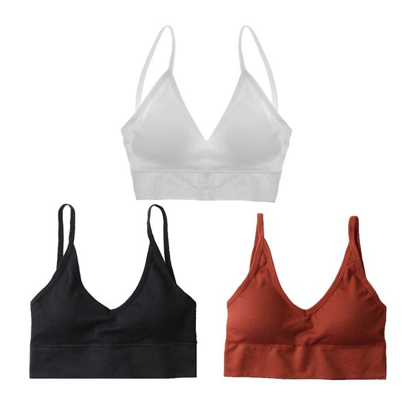 

3pcs summer padded bralette wirecomfort bra bustier camisole tank top, Red;black