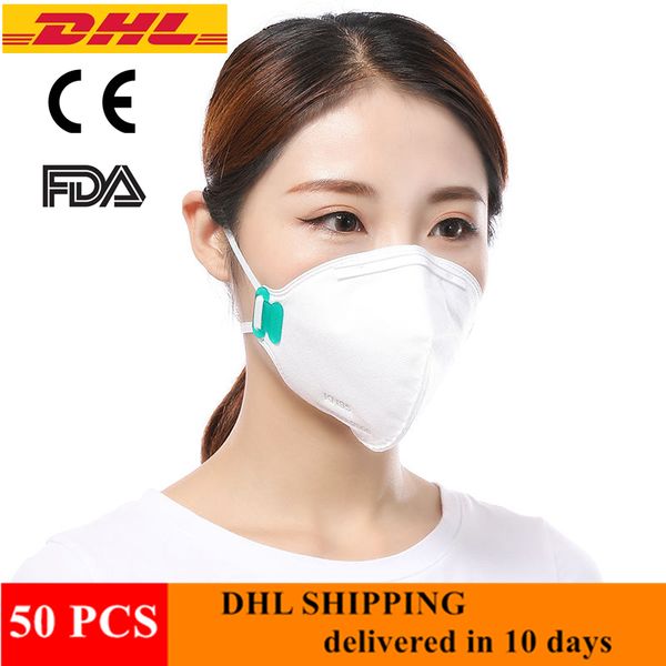 

50 pcs/lot dhl shipping 95% filtering face masks, kn95 mask anti infection ffp2 respirator n95 protector mask pm2.5