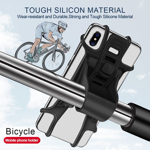 

bicycle phone holder silicone buckle strap 4-6.3 inch bracket shockproof mount rider equipment