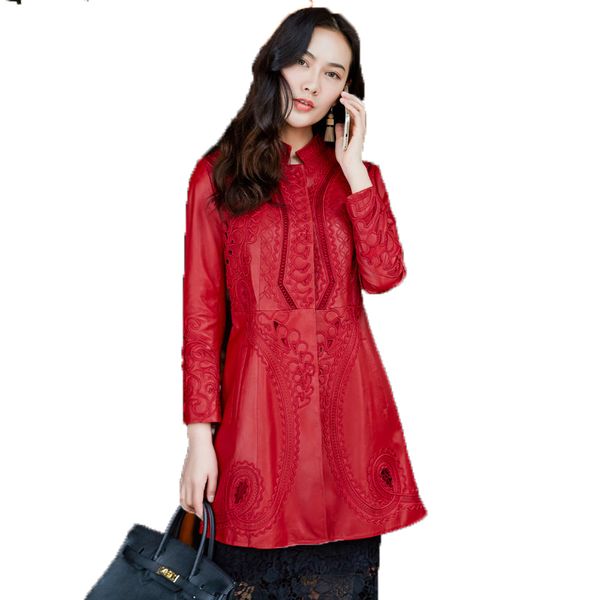 

autumn winter coat women clothes 2018 sheepskin coat korean real genuine leather jacket women windbreaker plus size 5xl zt874, Black