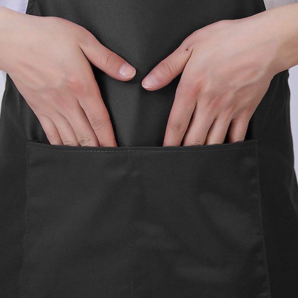

bib aprons for restaurant- black apron bulk apron with 2 front pocket for kitchen crafting bbq drawing black+white