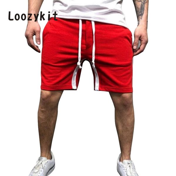 

loozykit 3xl casual patchwork shorts summer male drawstring shorts knee length side striped loose half trousers, White;black