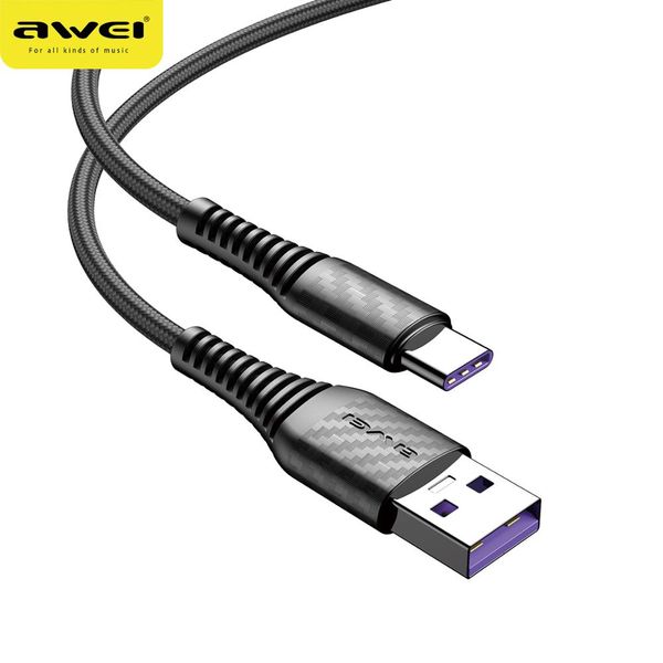 

awei cl-69 5a 40w type c cable usb quick charging phone cable data cable usb 1m for mobile phone huawei xiaomi
