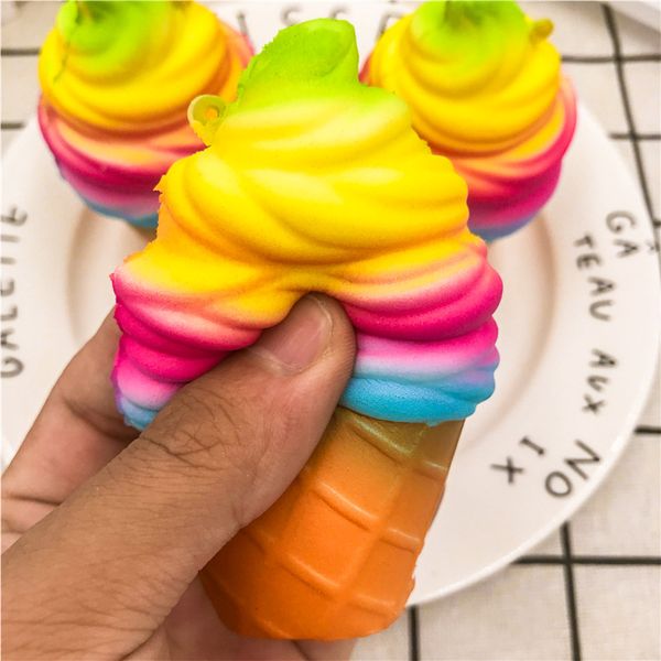 

10cm jumbo rainbow ice cream cute squishy slow rising phone straps colorful sweet scented bread cake kid toy p20