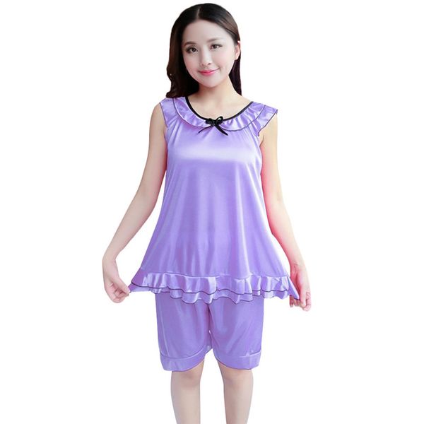 

women's vest pajamas home service suit sleeveless sleepwear homewear sleepwear set summer chiifon dress set 40mi02, Black;red