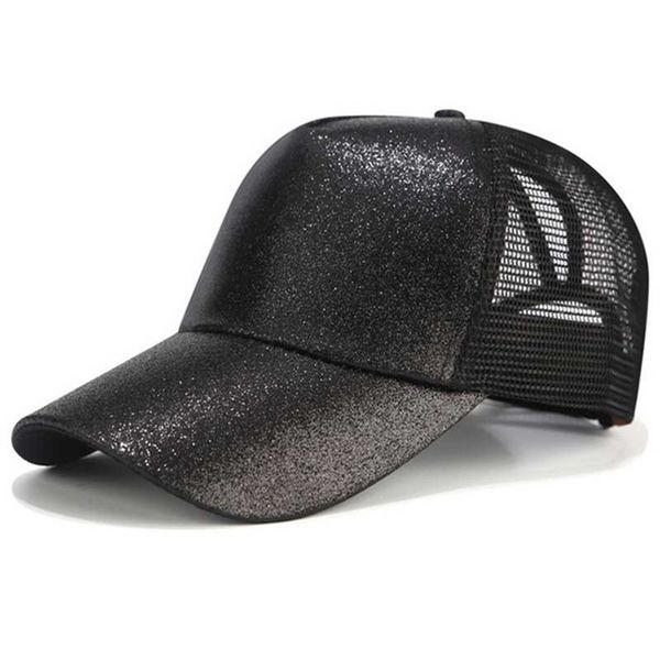 

girls glitter hat baseball cap snapback messy bun caps for women female summer mesh trucker hat fashion hip hop hats, Blue;gray