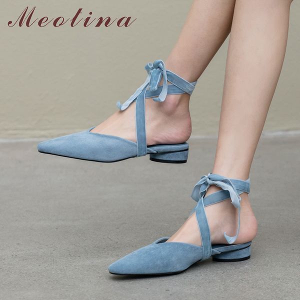 

meotina high heels women mules shoes kid suede thick heels shoes lace up square toe ankle strap pumps female new blue size 33-40, Black;white