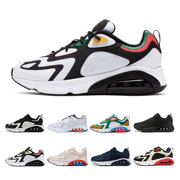

2019 мода nike air max 200 кроссовки для мужчин женщин muiltycolor белый черный ходьба спортивные кроссовки дышать мужские кроссовки размер