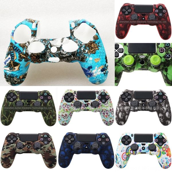 

hktcz skin color camouflage silicone gel rubber cover for silicone controller ps4 case