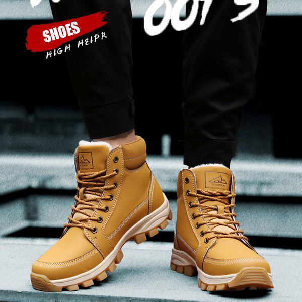 

men snow boots hiking booties warm absorption non-slip winter shoes do2