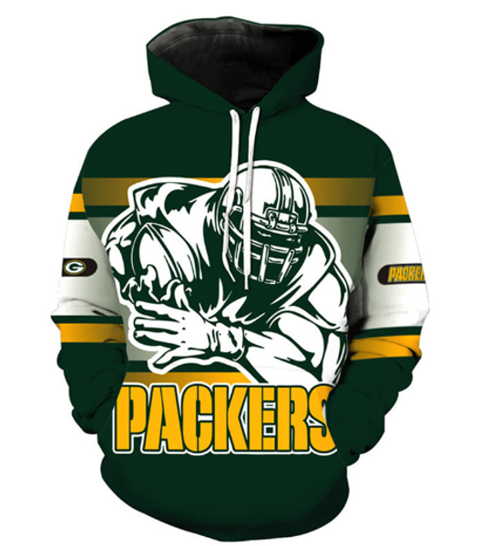 

fashion american football fashion 3d hooded sweatshirt cool pullover green bay packers dropshipping and wholesale eu size h577, Black