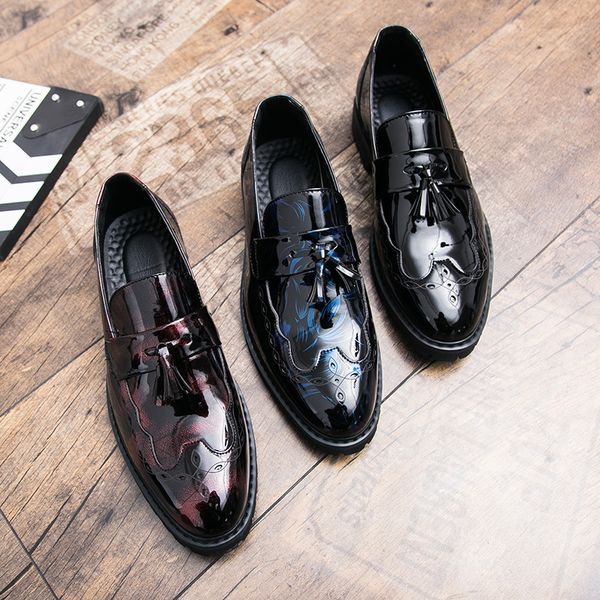 

2019 spring new style korean-style formal wear men's shoes england fashion casual tassels men's shoes youth casual versatile, Black