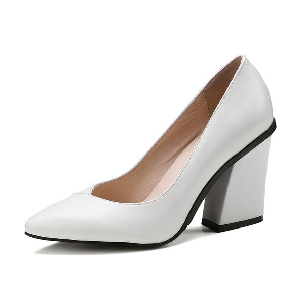 

genuine leather high heeled women shoes mixed colors comfortable office ladies shoes spring women heels size 41 42 43, Black