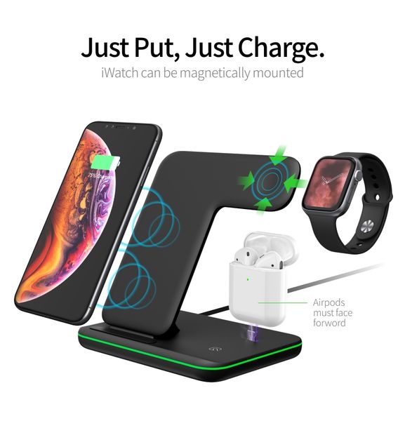 

универсальное беспроводное зарядное устройство 15w qi для iphone x 8 xiaomi quick charge 3.0 fast charger док-станция для apple airpods watc