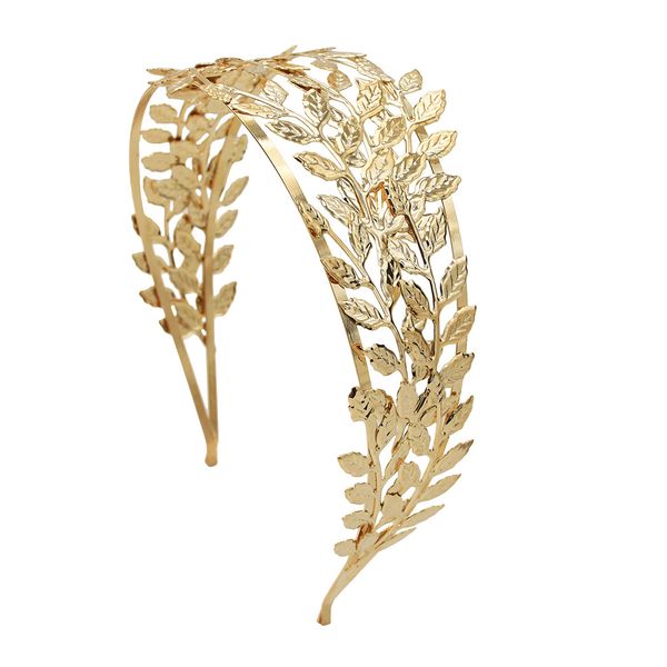 Haar-Tiara der griechischen Göttin, Braut-Oliven-Kronen-Stirnband, Blattgold-Zweig-Kopfschmuck, silberne römische Hochzeit, Schmuck-Accessoires für Frauen