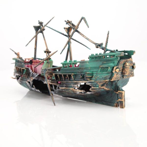 

aquarium ornament ship air split shipwreck fish tank decor sunk wreck boat for household fish pool ornament decoration boat