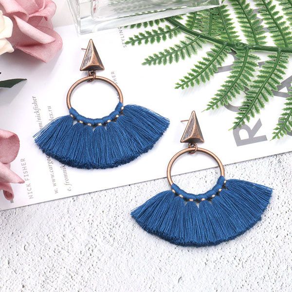

fashion jewelry women's vintage hoop tassels punk dangle stud earrings s447, Silver