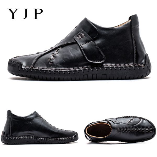 

yjp fashion men boots cowhide leather boots shoes lace-up breathable climbing anti-slip round toe shoes plus size, Black