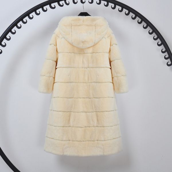 

hooded loose fit natural rex fur coats outerwear women wave cut long style thick warm winter fur jackets 2018 new arrival, Black