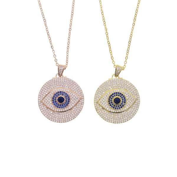 

gold filled round disk disco charm round coin plate engraved cz turkish evil eye fashion boho bohemia lucky women necklaces, Golden;silver