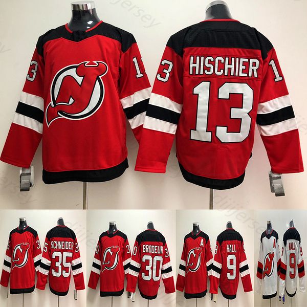

Men's New Jersey Devils Nico Hischier Taylor Hall Corey Schneider Martin Brodeur Red Authentic Player Hockey Jerseys