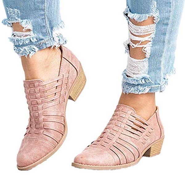 

eu35-43 platform thick heels ankle women's boots autumn hollow out zipper clog party shoes woman footwear ladies laarzen dames, Black