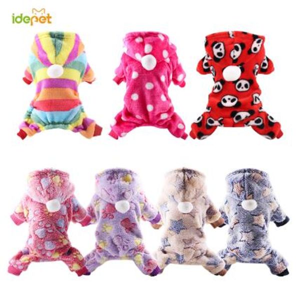 

dog clothes pajamas fleece jumpsuit winter dog clothing four legs warm pet clothing outfit small dog star costume apparel