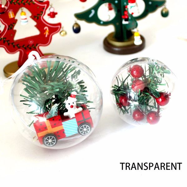 

40pcs 4/5/6/9cm plastic clear christmas decoration hanging ball baubles transparent round bauble ornament xmas tree home party