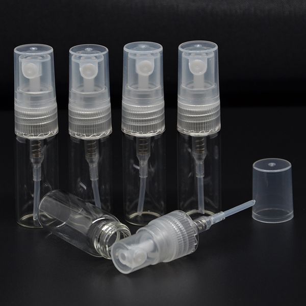 

3000pcs/lot 2ml transparent mini refillable sample perfume glass bottle travel empty spray atomizer bottles for sale