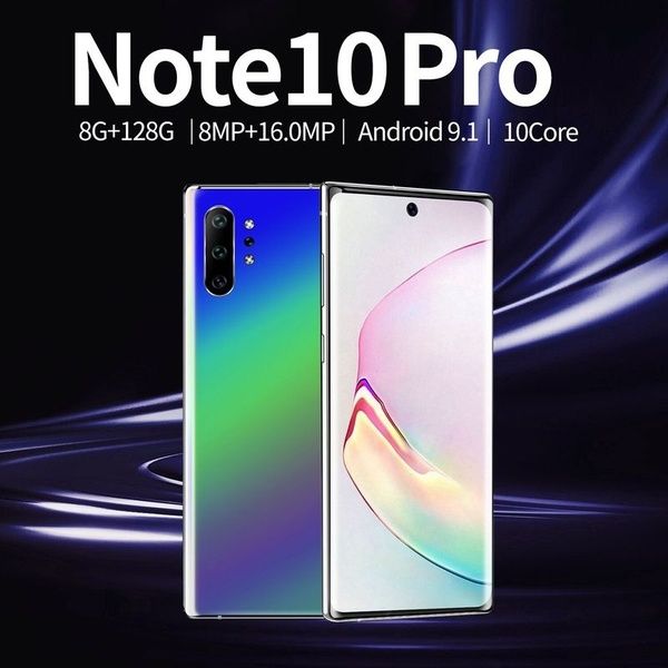 

2019 4g smartphone note10+ android 9.1 6.8 waterdrop smartphone mtk6595 ten core 8gb ram 128gb rom fingerprint and face id smartphone