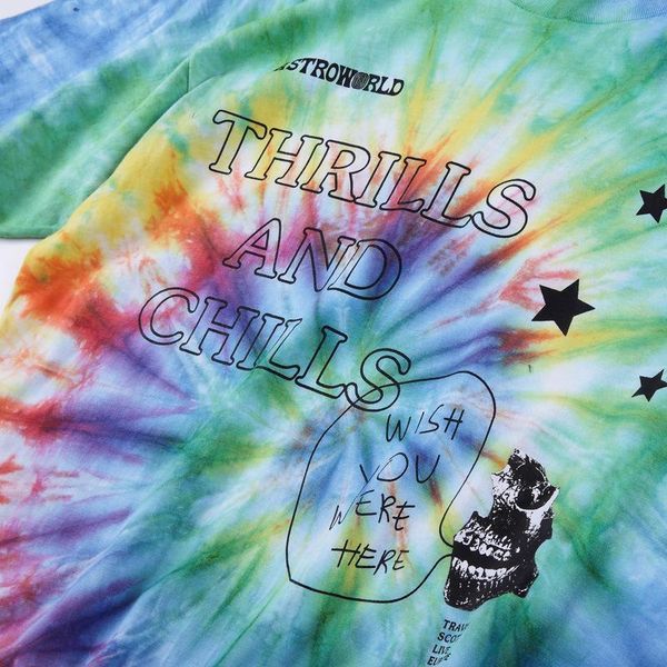 

travis scott europe tie dye t shirt surrounding tour tie-dyed t-shirt men and women special design, White;black