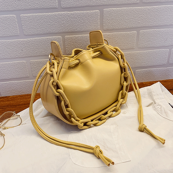 

korean style women crossbody bag small acrylic chain bucket shoulder bags ladies handbag bolsas lady sling bag yellw