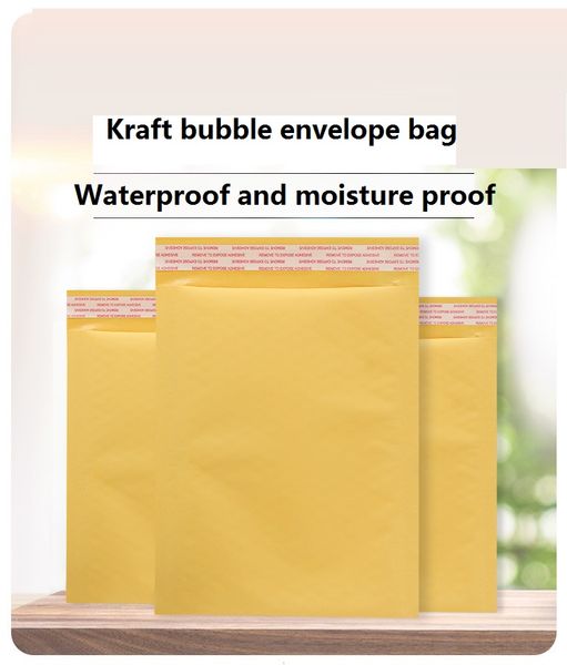 11*13+4cm Saco de bolhas de papel kraft amarelo Saco de envelope de filme de bolha Saco à prova d'água