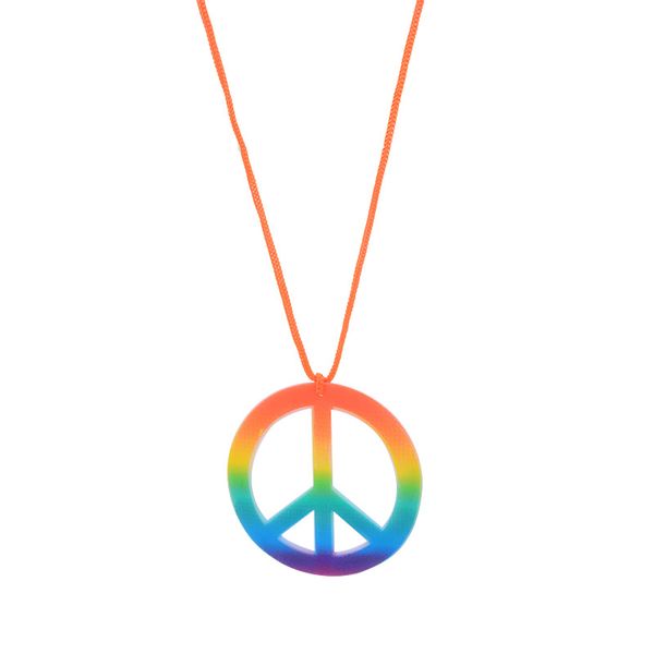 

peace sign colorful necklace halloween carnival party party exaggerated colorful pendant carnival party hippie peace pendant necklace, Black