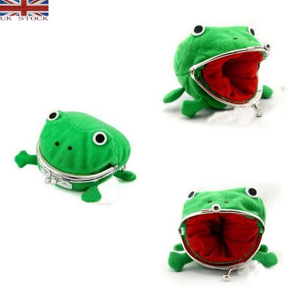 

new cute green frog coin bag cosplay props plush toy purse wallet durable, White