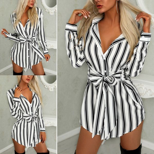 

women spring long sleeve v-neck long shirt dresses ladies casual evening party striped autumn mini dress, Black;gray
