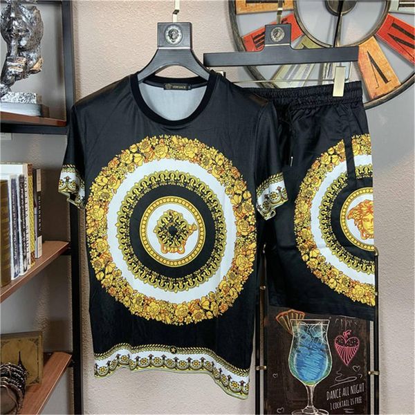 

2020 summer brand mens set мужские костюмы спортивная одежда спортивная одежда мужские шорты комплект с коротким рукавом medusa шорты налить, Gray