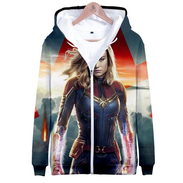 

3d captain comic sweatshirt movie marvel men women zipper hoodies hooded sweat streetwear oversized cartoon harajuku clothes, Black