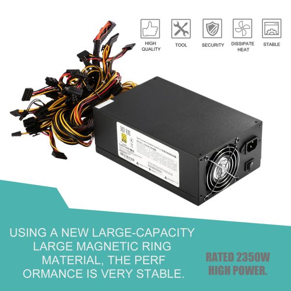 

2350w high efficient power supply for eth rig ethereum coin mining miner dedicated machine with low noise cooling fan