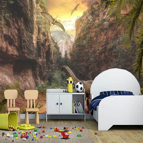 

custom papel de parede infantil, forest dinosaur murals for living room bedroom sofa background decorative wallpaper